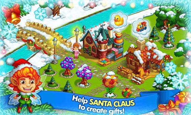 Giúp ông già Nô-en chuẩn bị quà tặng cho trẻ em trong Happy New Year Farm
