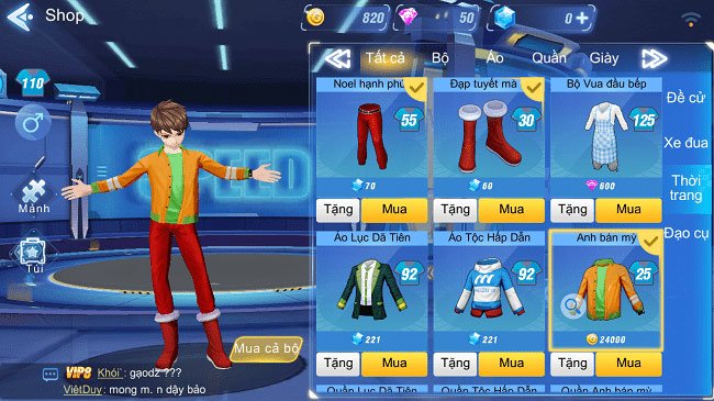 Hệ thống trang phục nhân vật