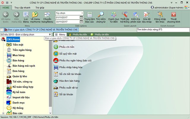 Giao diện CNS.NET