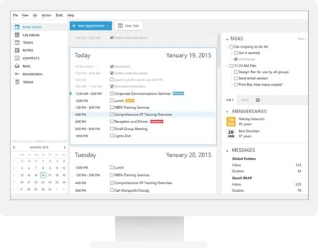 EssentialPIM hỗ trợ lập lịch và lưu tác vụ