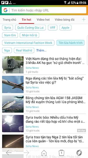 Giao diện lướt web của Sfive
