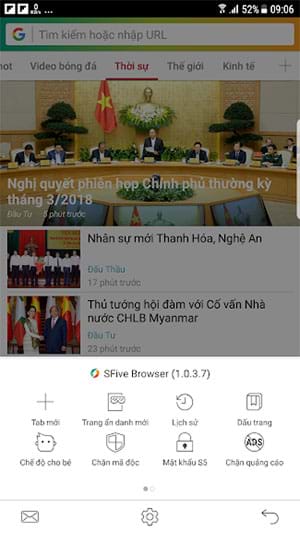 Đọc tin trên trình duyệt web SFive