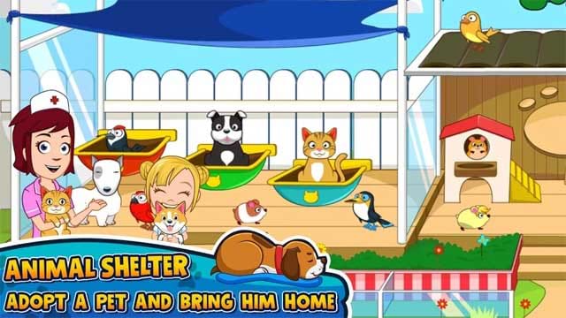 Trong My Town: Pets, bé sẽ nhận nuôi một con vật cưng và mang về nhà