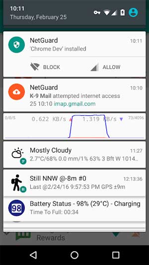 NetGuard ghi lại mức sử dụng mạng của mỗi ứng dụng