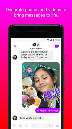 Bé có thể trang trí ảnh và video trong Messenger Kids