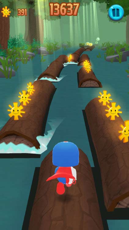 Thu thập mặt trời và power-up trên đường đi