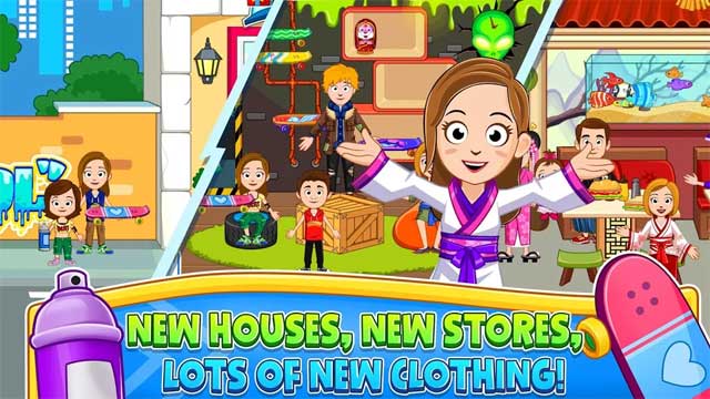 Những ngôi nhà mới, cửa hàng mới và quần áo mới đang chờ bé khám phá trong My Town: Street Fun