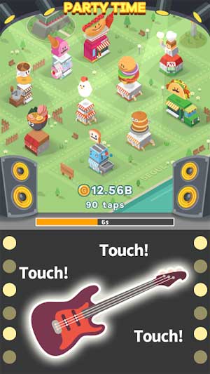 Bật chế độ Party Time cho phép bạn kiếm vàng bằng cách chạm liên tục vào màn hình