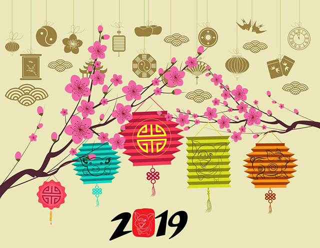 Hình nền máy tính chào đón năm mới 2019