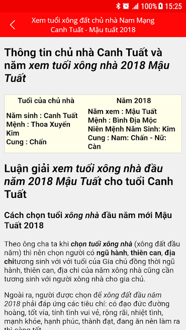 Chọn tuổi xông đất