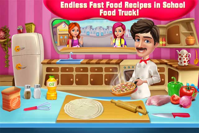 Vô số công thức nấu ăn đang chờ bạn khám phá trong School Food Truck Cooking and Cleaning cho Android