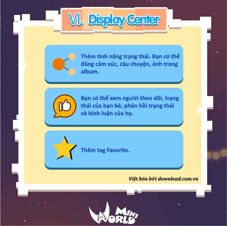 Chỉnh sửa Display Center trong Mini World: Block Art