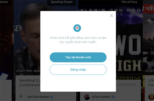 Đăng ký dịch vụ Periscope nhanh chóng và miễn phí