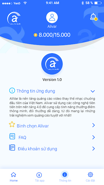 Thông tin phiên bản Alivar