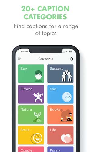 CaptionPlus có hơn 20 chủ đề khác nhau để người dùng có thể lựa chọn được caption phù hợp nhất