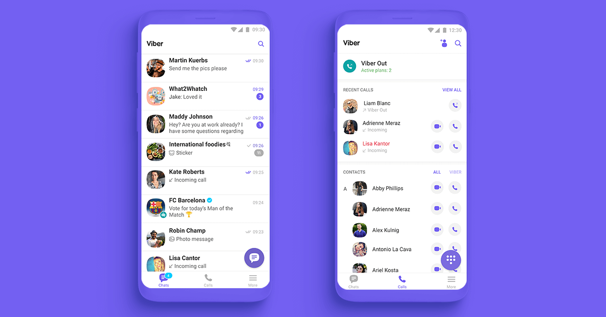 Danh sách trò chuyện mới trên Viber