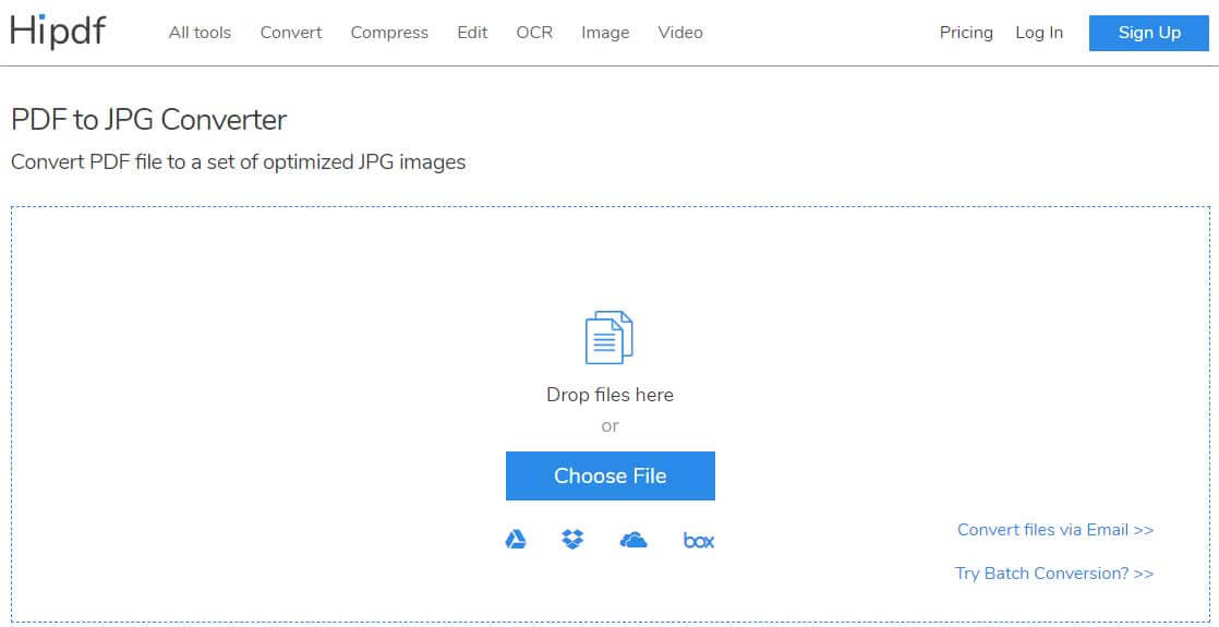 Giao diện PDF to JPG Converter 