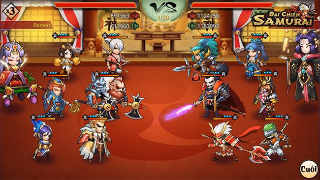Đội hình trong Đại Chiến Samurai VNG