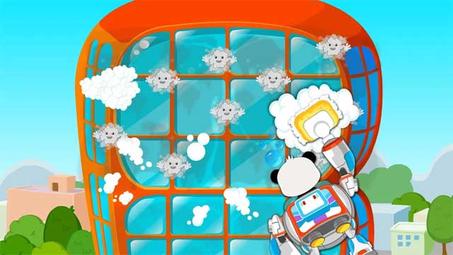 Lau sạch cửa kính các tòa nhà cao tầng trong thành phố Babybus