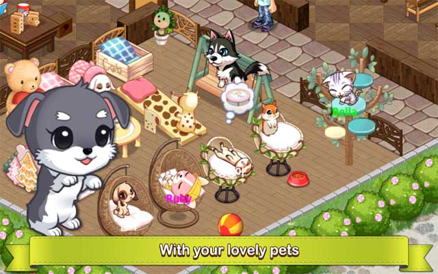 Mở một quán cà  phê thú cưng đáng yêu trong My Pet Village cho Android