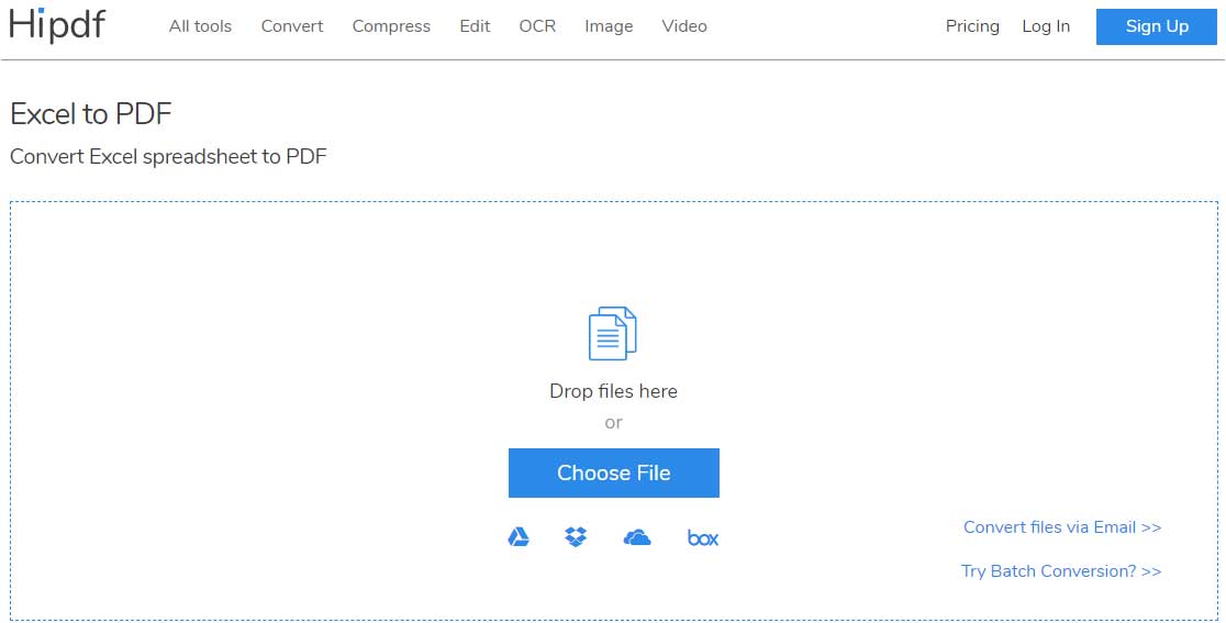Giao diện Excel to PDF