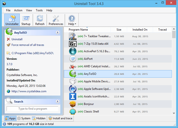 Uninstall Tool giúp gỡ ứng dụng một cách nhanh chóng và mạnh mẽ