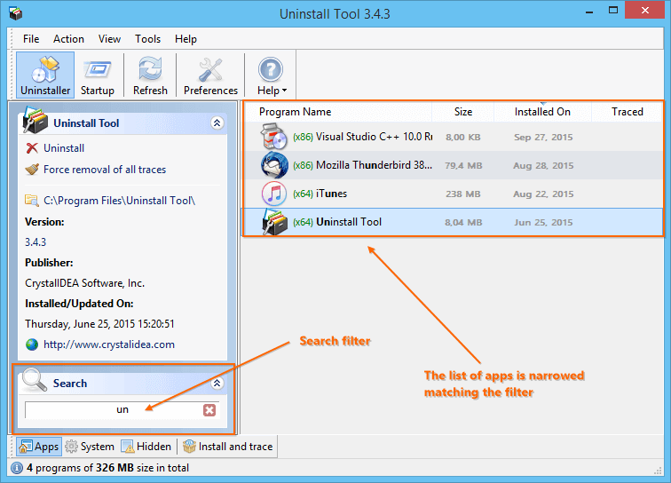 Tìm kiếm nhanh chóng các ứng dụng đang được cài đặt trên máy với Uninstall Tool