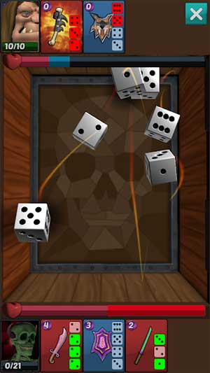 Đổ xúc xắc để kích hoạt khả năng chiến đấu của anh hùng