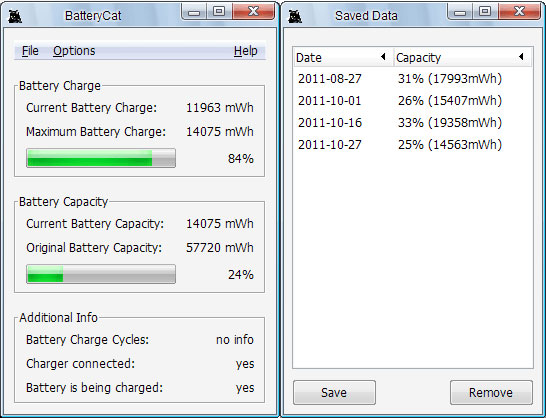 Tiện ích quản lý pin máy tính - BatteryCat