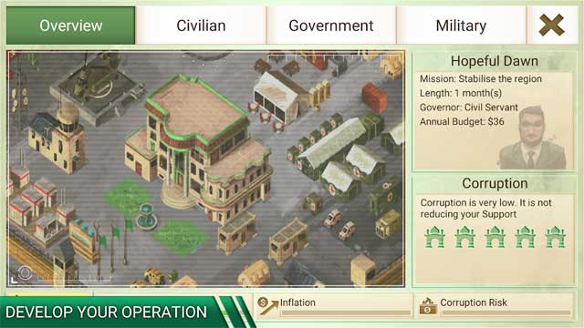 Phát triển mọi mặt của đời sống trong game Rebel Inc. cho Android