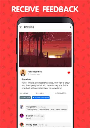 Đăng tác phẩm của bạn lên Pixilart để người dùng khác nhận xét