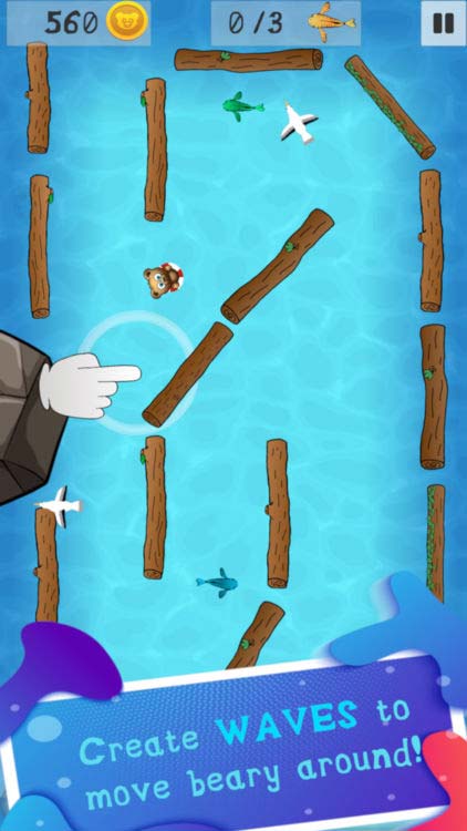 Tạo sóng biển để đẩy Beary vào bờ an toàn