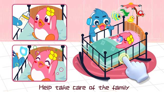 Trong game, bé sẽ được học cách chăm sóc các thành viên trong gia đình, đặc biệt là em mình