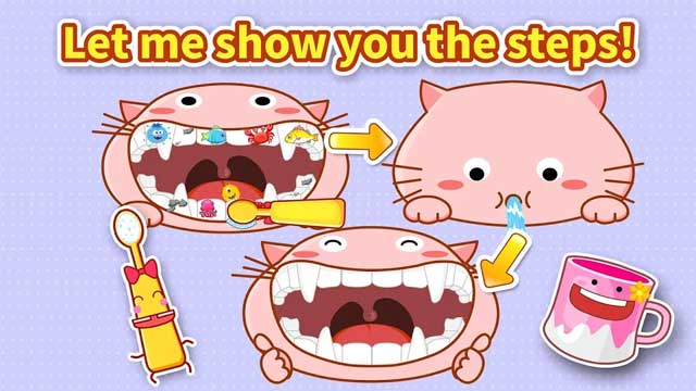 Bạn mèo tinh nghịch sẽ hướng dẫn bé đánh răng đúng cách