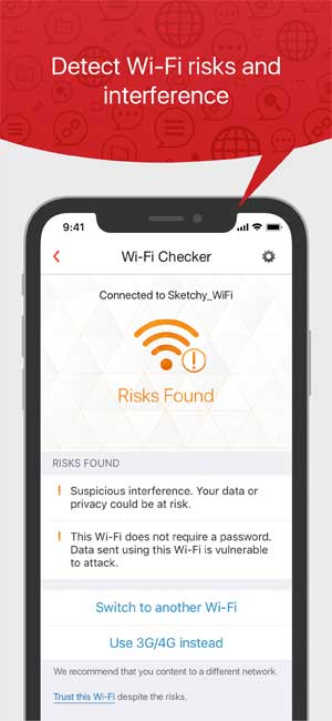 Trend Micro Mobile Security cho iOS phát hiện wifi 
