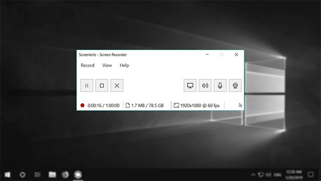 Phần mềm quay video màn hình cho Win 10 - Screenbits
