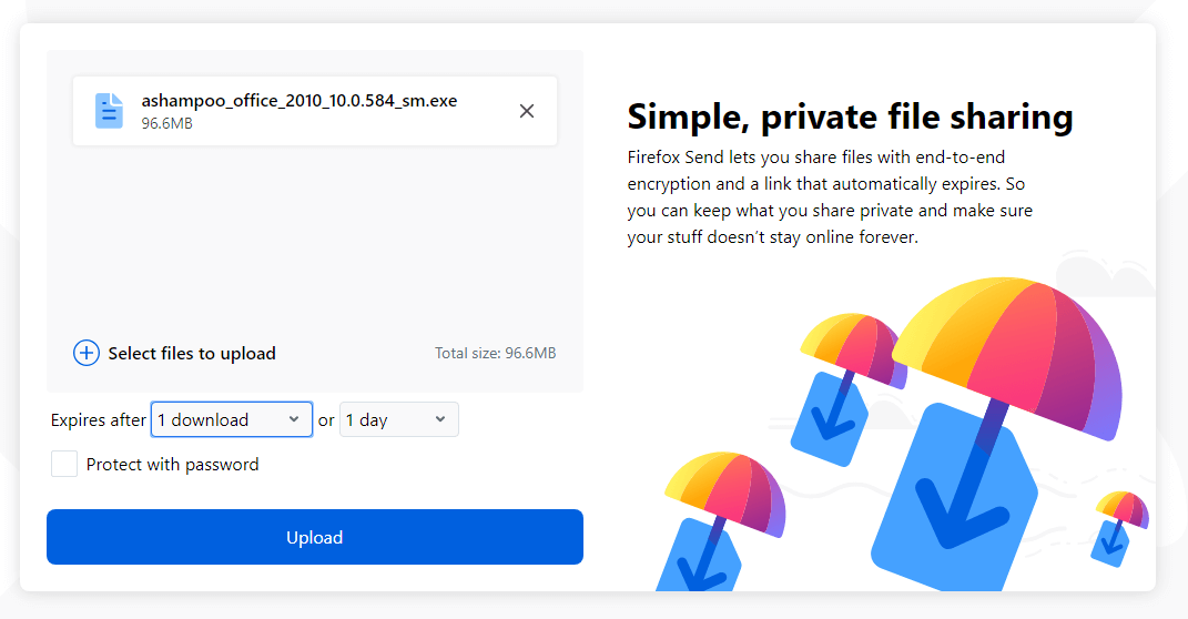 Giới hạn số lần tải hoặc số ngày file tải tồn tại trên Firefox Send