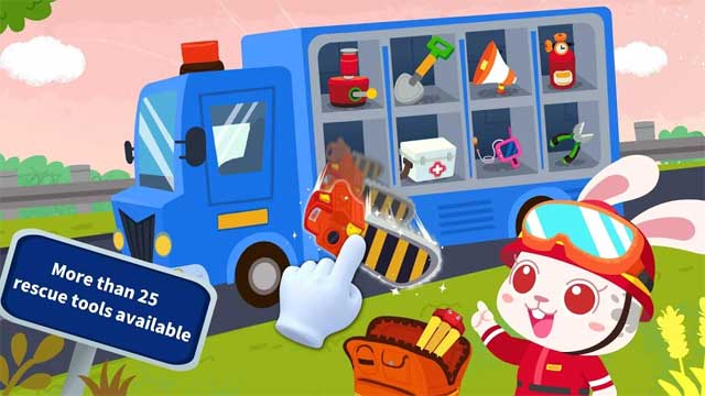 Little Panda's Earthquake Rescue cho Android có hơn 25 dụng cụ giải cứu có sẵn