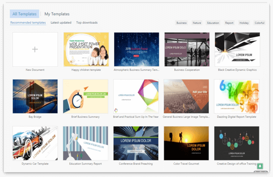 WPS Office Premium có sẵn nhiều mẫu