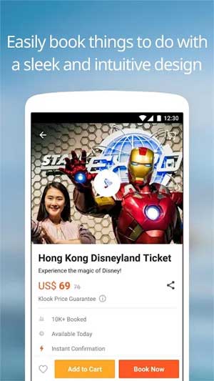 Dễ dàng đặt vé với giao diện đơn giản của Klook