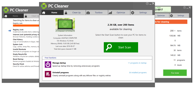 Giao diện PC Cleaner 