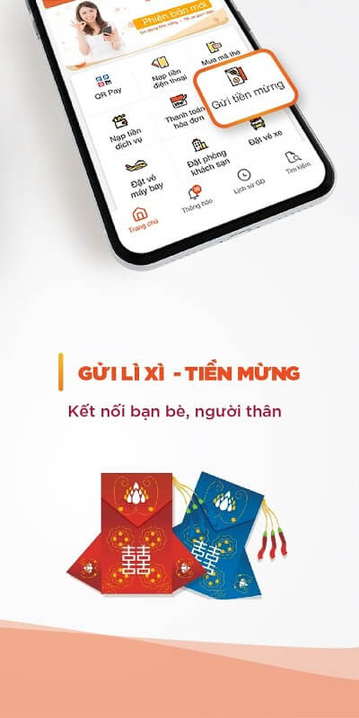 Gửi tiền mừng, tiền lì xì trên Agribank E-Mobile Banking