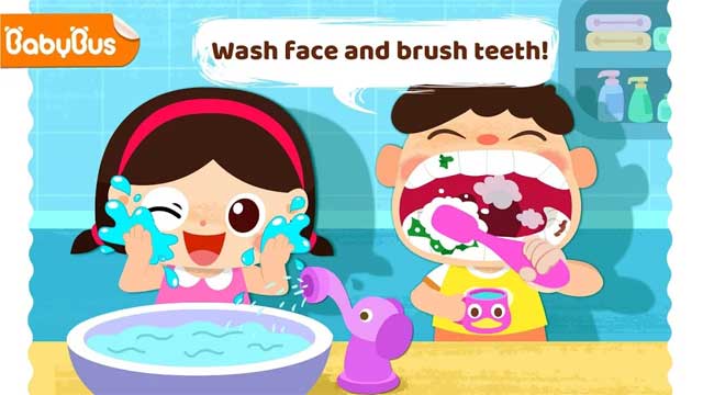 Bé hãy giúp các bạn nhỏ rửa mặt, đánh răng nhé