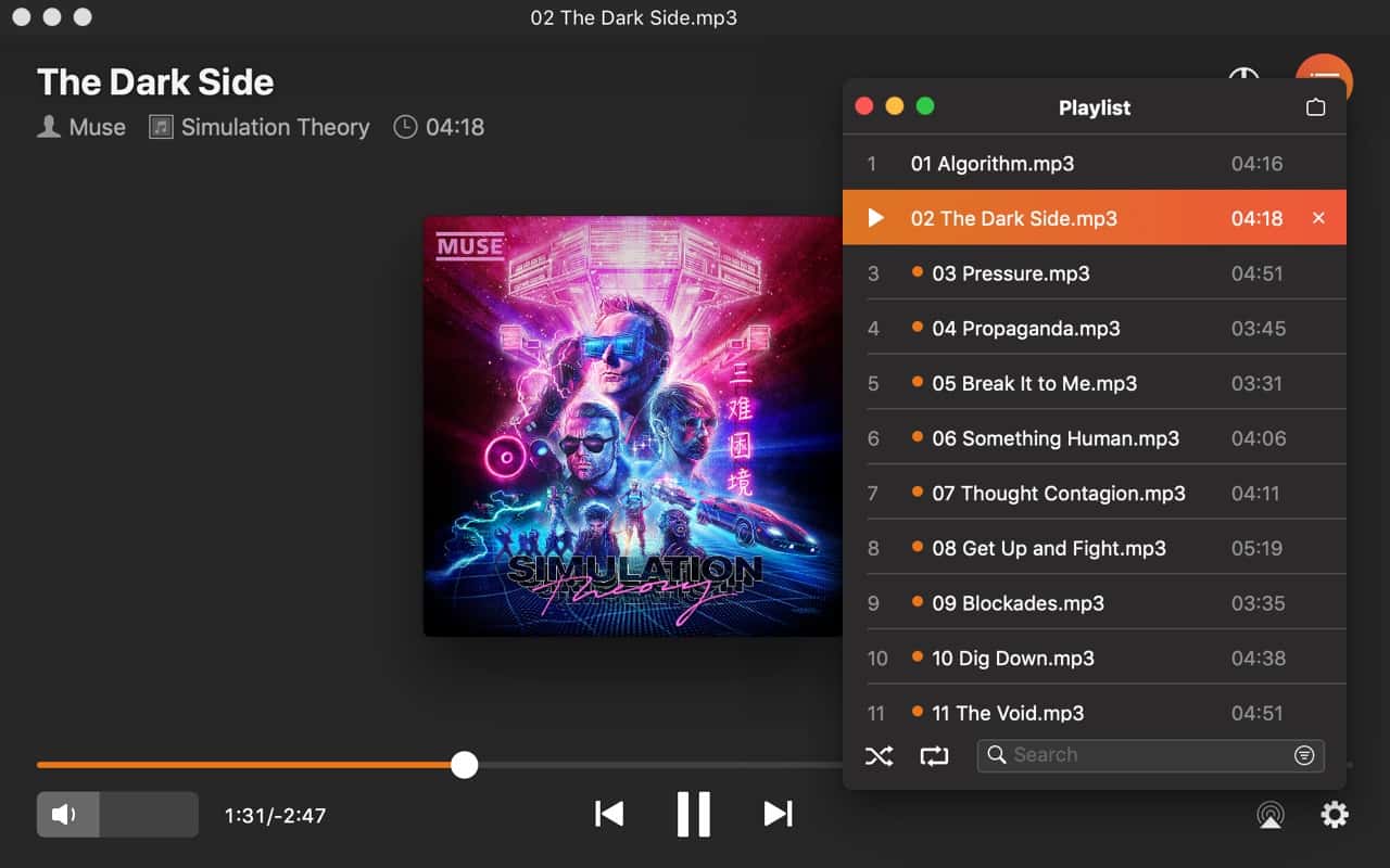 Danh sách phát của Elmedia Player cho Mac