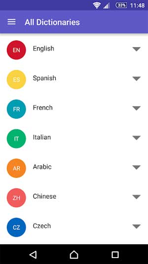 App cung cấp nhiều từ điển khác nhau
