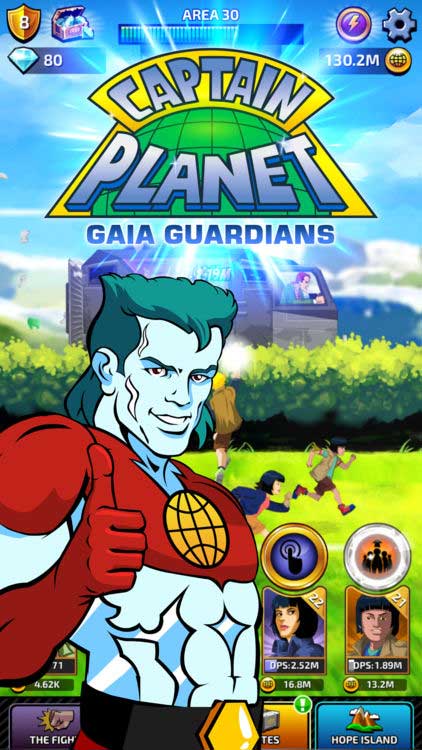 Game clicker nhập vai anh hùng giải cứu thế giới - Captain Planet: Gaia Guardians
