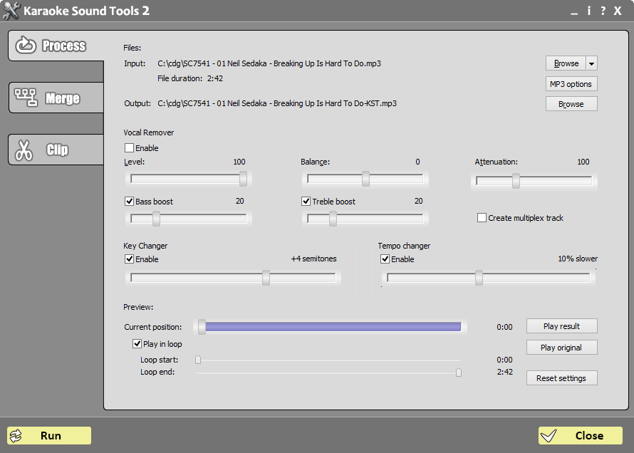 Các tính năng trong phần Process của Karaoke Sound Tools 2