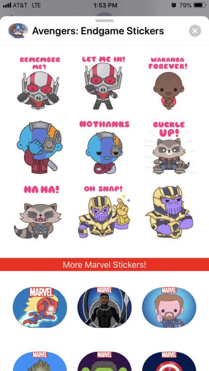 Avengers: Endgame Stickers bao gồm mọi nhân vật trong bom tấn Avengers: Endgame
