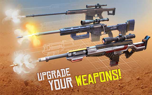 Best Sniper Legacy for Android có rất nhiều loại súng để bạn nâng cấp
