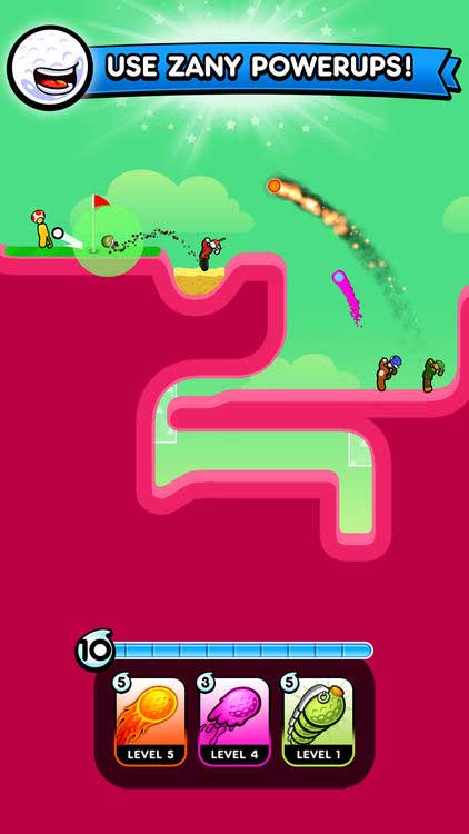 Golf Blitz cho phép bạn sử dụng các vật phẩm trợ giúp để chiếm lợi thế trước đối thủ